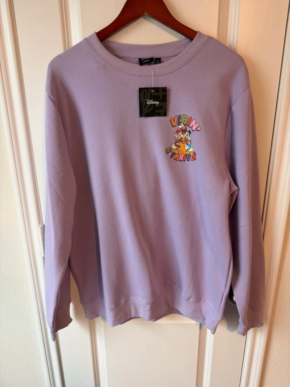 ⚡️NWT Disney x Women Sweater Lavender 'Vibin' & Thrivin' Crewneck